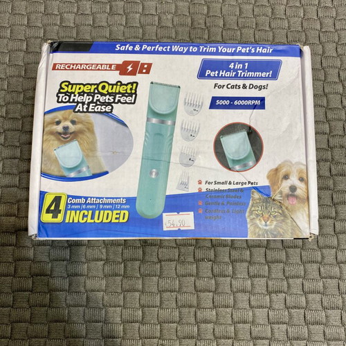 Rechargeable 4-in-1 Pet Hair Trimmer and Nail File for Dogs and Cats