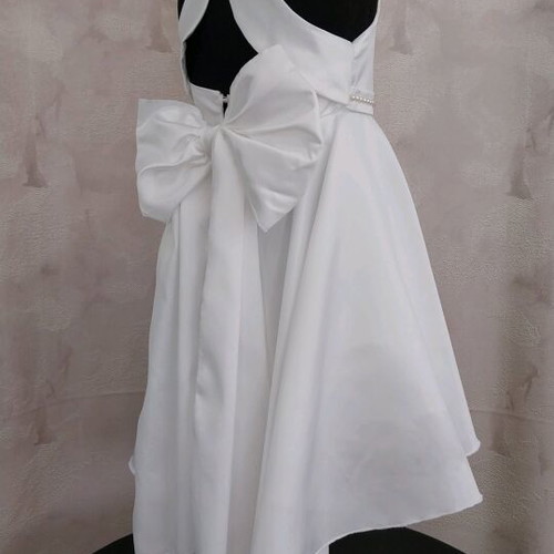 Baptism set unicorn theme white satin dress open back