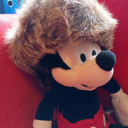 Fur hat like new, size M with box