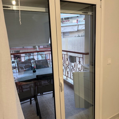 Aluminum balcony doors used, set of 7 with screens and blinds