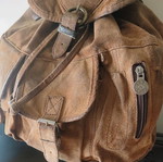 Handmade leather backpack used with adjustable straps