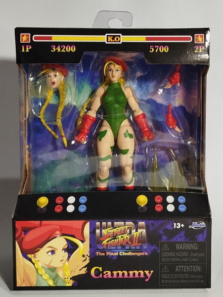 Jada Toys - Street Fighter II Cammy figuur, beweegbare popcultuur, verzamelfiguur, meer dan 25 bewegende punten, incl. alternatief hoofd, handen, accessoires, 15 cm, voor fans en kinderen vanaf 13