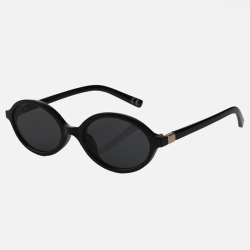 Women's oval black sunglasses with gift case, new