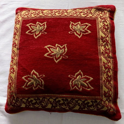 Vintage decorative pillows set of 2 used, embossed velvet, gold cord