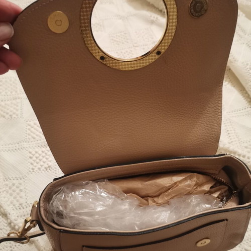 Leather crossbody bag beige new with adjustable strap