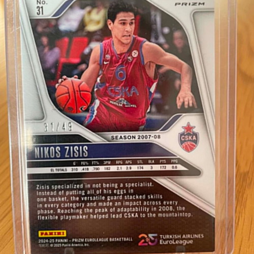 Nikos Zisis Panini Prizm EuroLeague Basketball Card Orange Prizm 31/49 new
