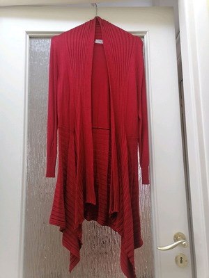 Long cardigan size M like new, red