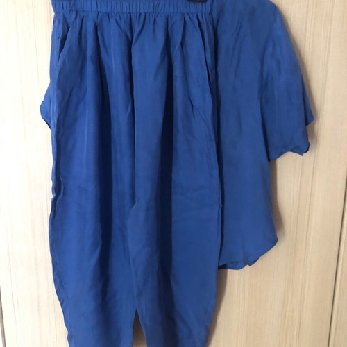 Philosophy set satin shirt and pants used, blue, sizes S/M and M
