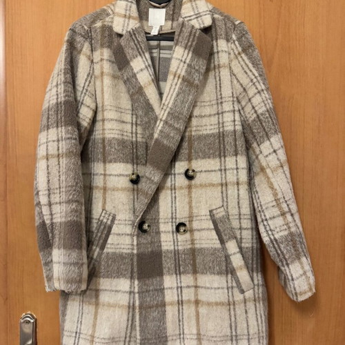 H&M coat used, gray and beige, size M