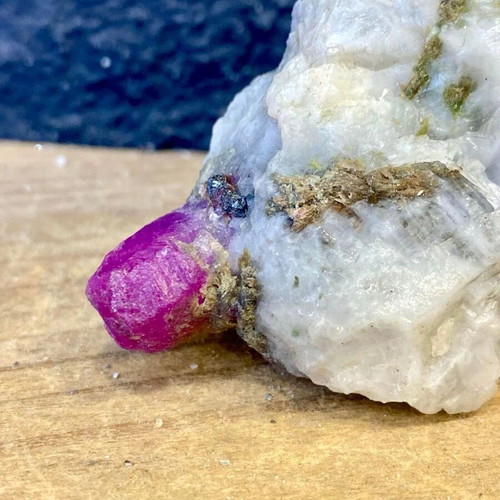 Natural rare raw ruby specimen in feldspar with mica new