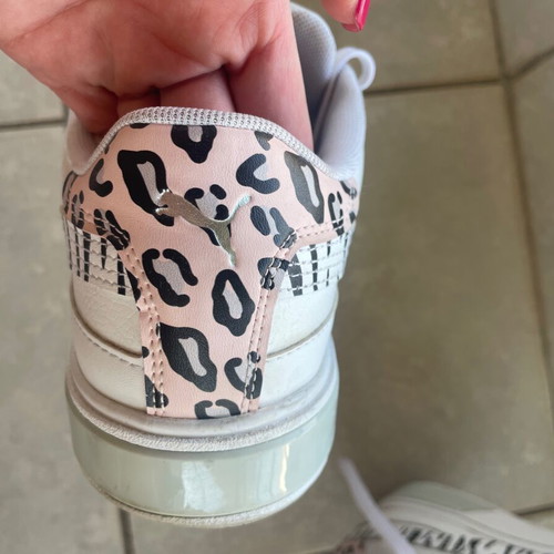Puma sneakers size 39 like new, white with leopard and zebra pattern