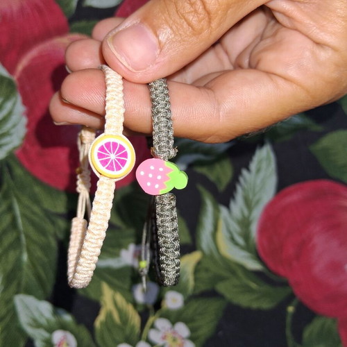 Macrame bracelet set with fruit beads, adjustable size