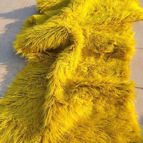 Traditional Flokati Velentza Rug Yellow 270x90 cm like new