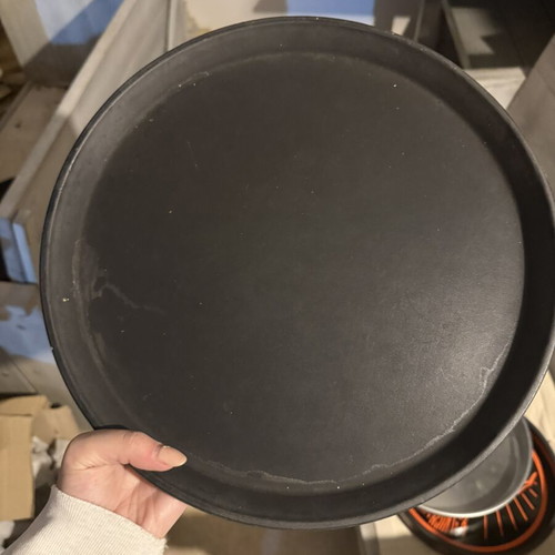 Serving trays used, set of 6, including one Trojka, 2 medium black, 3 large black