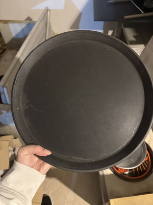 Serving trays used, set of 6, including one Trojka, 2 medium black, 3 large black