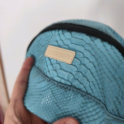 Turquoise snakeskin effect belt bag used