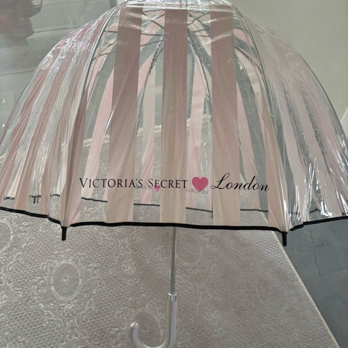 Ομπρέλα Victoria’s Secret μεταχειρισμένη με δερμάτινη λαβή ροζ