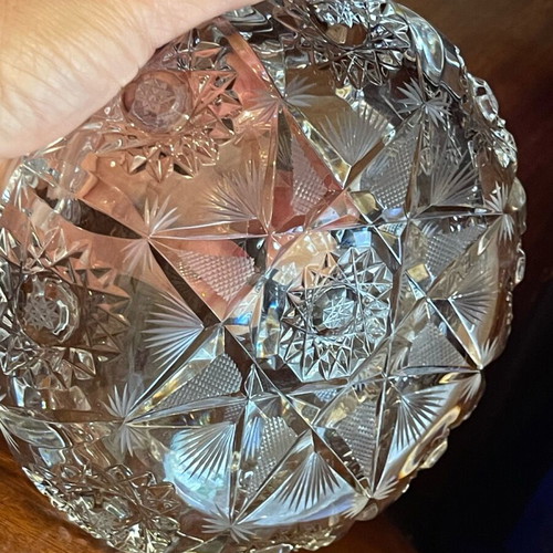 Large Bohemian Crystals Ashtray used, Bohemian crystal