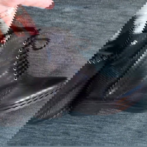 Γυναικεία μποτάκια μπόικερ από δέρμα "NUDE" σαν καινούργια, μαύρα