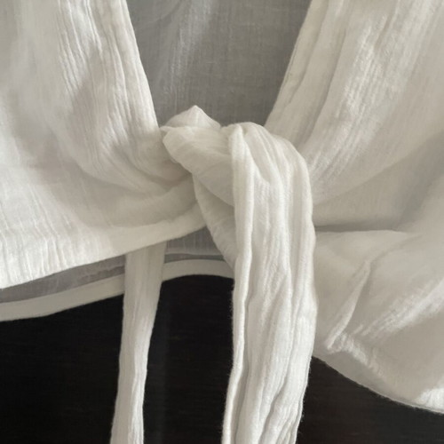 Nadia Rapti shirt medium, like new, white with tie and wide sleeves