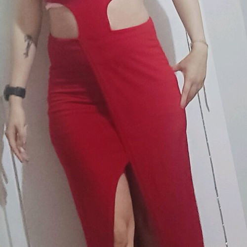 Maxi dress like new, red with cutouts