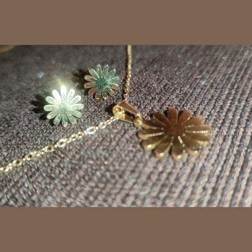 Daisy set made of gold-tone stainless steel new