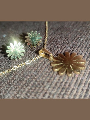 Daisy set made of gold-tone stainless steel new