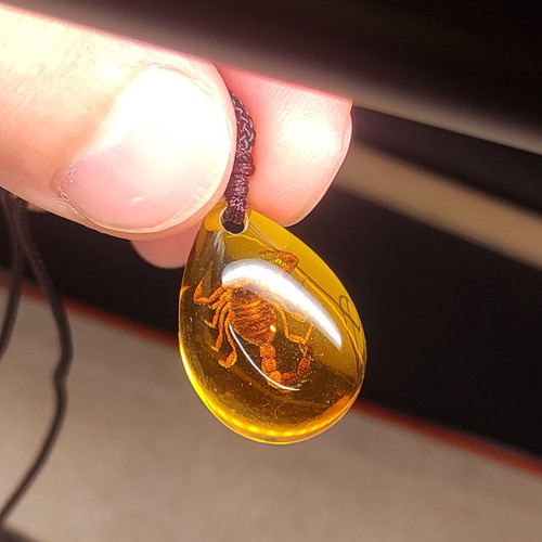 Amber necklace with Scorpio pendant new