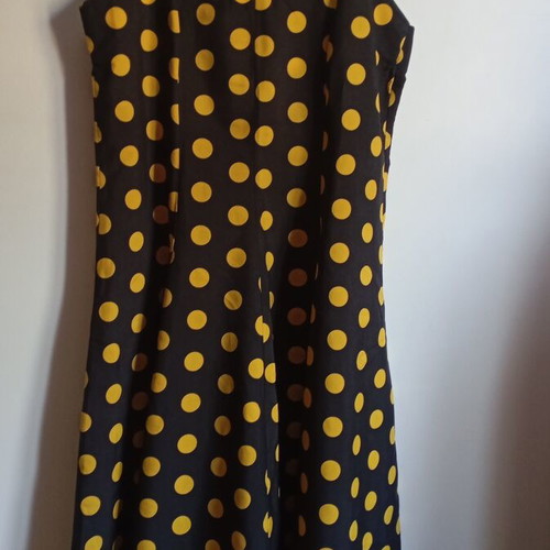 Polka Dot Midi Dress used, black and yellow, retro style