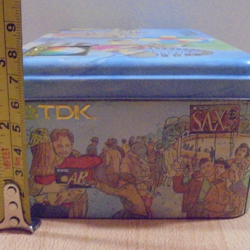 TDK old metal audio cassette storage box used