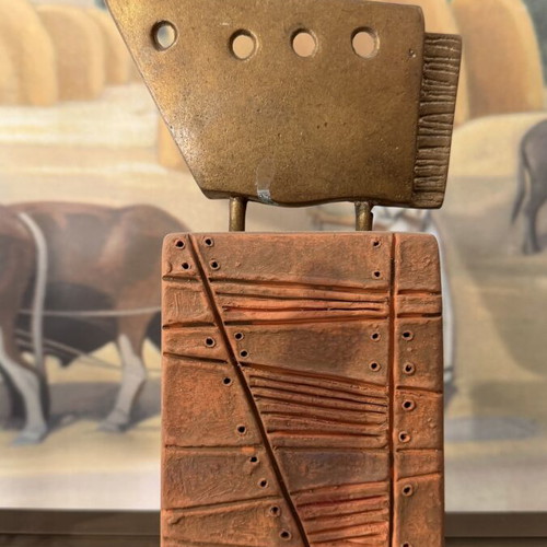 G. Sepetzoglou Sculpture Pylos with Bronze, like new, 25 cm height