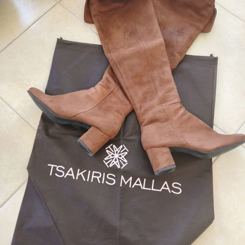 Tsakiris Mallas leather boots used, brown, size 38, soft heel