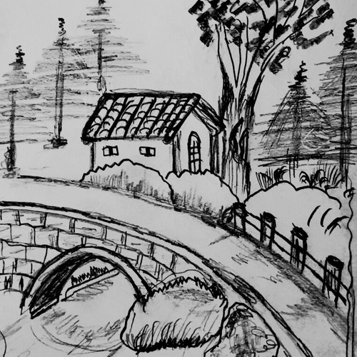 Pencil drawing original artwork 14 x 21 cm new