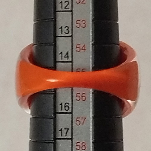 Ring made of liquid glass new, size 17, orange