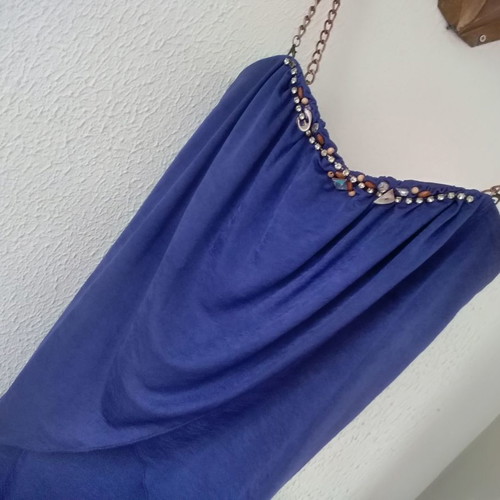 Women's dress used blue roua with beads and shells size Medium