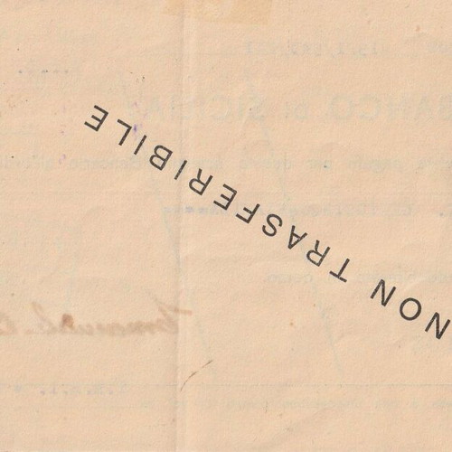 Historical Italian Period Check used, Banca di Cicilia 1943, Rodi