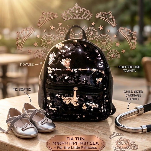 Girls' backpack with sequins, black