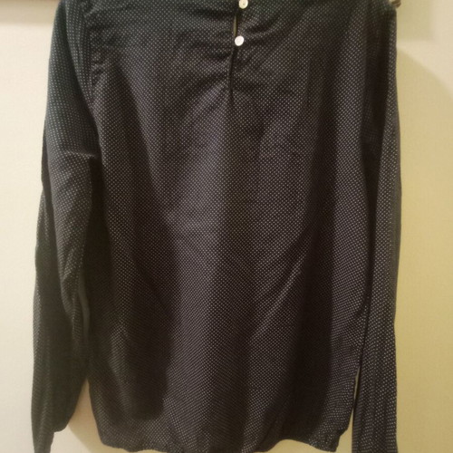 Long-sleeve blouse like new, blue with tiny polka dots, size S