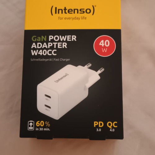 Intenso 40W Type-C Charger with Two Ports, No Cable