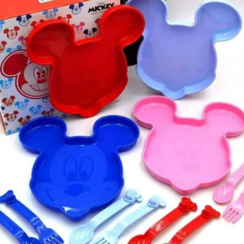 Disney Mickey plate with spoon and fork set, 2 pieces, Tupperware