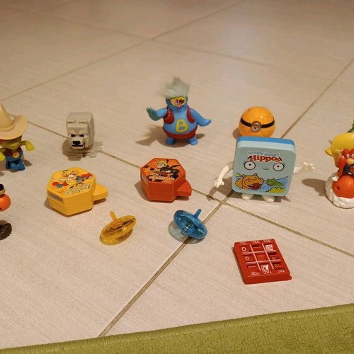 Various toys figures and mini travel board games like new