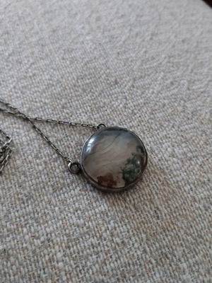 Silver 925 necklace used with natural Dendritic Agate 21mm