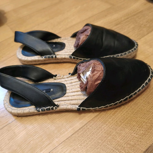 Zara slingback espadrilles size 38 used, black faux leather