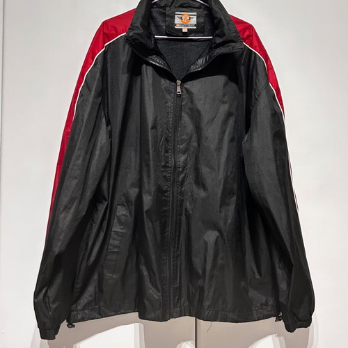 Men's black windbreaker jacket with red stripes like new