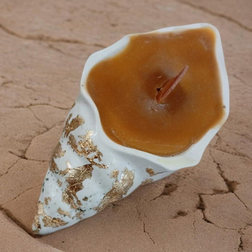 Luxury Handmade Beeswax Candle in Porcelain Shell made to order
