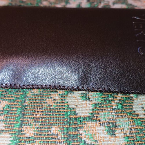 Vertu leather pouch like new, embossed logo, dark brown