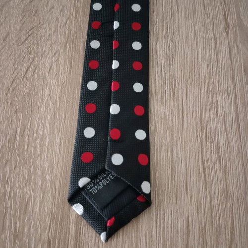 Tie like new, black with red and white polka dots