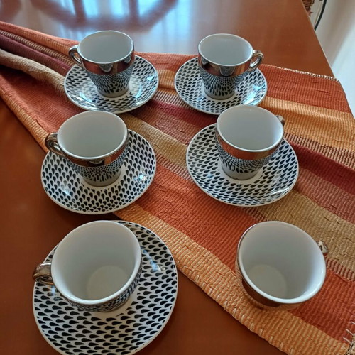 Cappuccino cups set like new, fine porcelain, 6 cups 5 saucers
