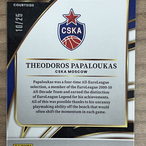 2025-26 Panini Select Euroleague Basketball Theodoros Papaloukas card like new
