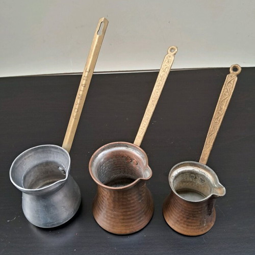 Old coffee brikia set of 3, like new, one authentic Loumidis